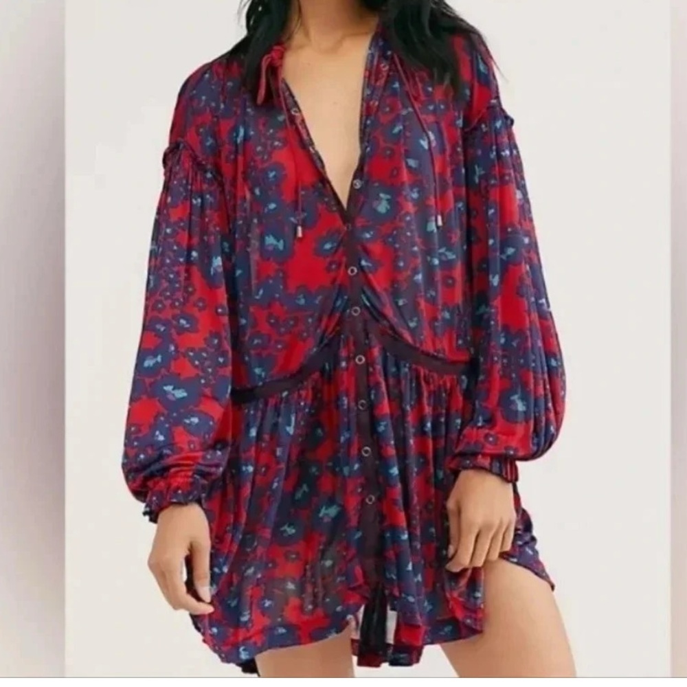 Women’s Free People Merlot Combo Love Letter Tunic Dress Size Large NWT